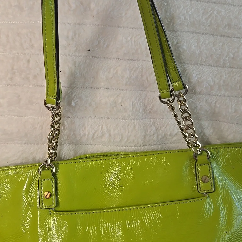 Michael Kors Lime Green Leather Tote Bag - Picture 8 of 12